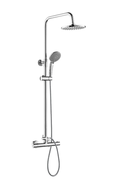 Modernes Thermostat-Duschsäulen-Set 97 cm-130 cm, runder Duschkopf, Wandmontage