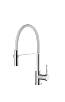 Weißer polierter Hochdruck-Küchenmischer Wasserhahn Belüfter Wasserauslass 1 Loch
