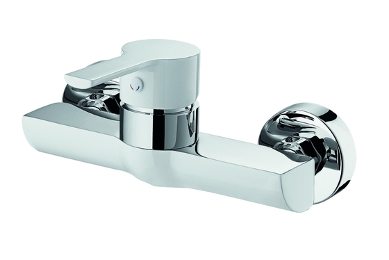Wandmontierter Duschmischer Wasserhahn Badezimmer Messing ， Einhandgriff Chrom und Weiß