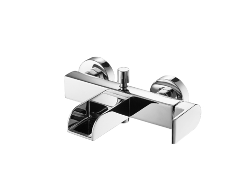 Bad-Hahn-Wasserfall-Hahn-Badewannen-Mischer-Hahn-Messingduschmischer-Hahn Chrome LED