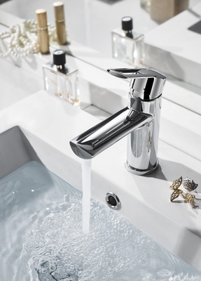 Einloch-Waschbecken-Hahn-Chrom-Badezimmer-Hahn-Zinkgriff