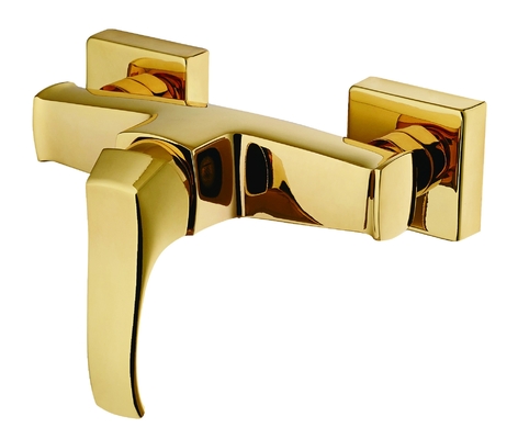 Duschmischbatterie mit mittlerem Griff, hellgolden, aus massivem Messing, Badezimmerarmaturen