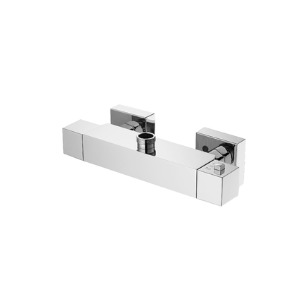 Rostfreier Hotel-Thermostat-Wasserhahn, quadratischer Duschthermostat, 2 Griffe
