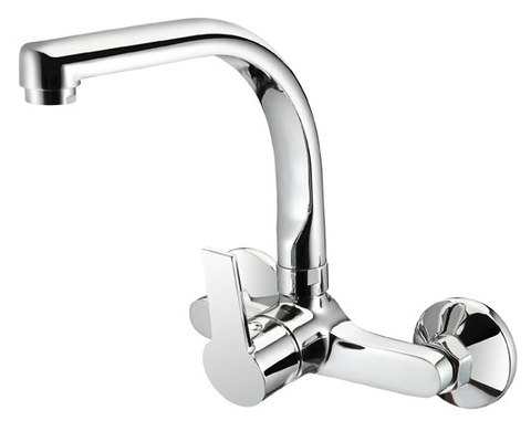 SUS304 Auslauf Wandmontierter Küchenmischer Wasserhahn 2-Loch-Kalt- und Warmwasserhahn