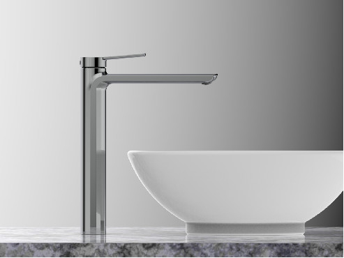 Messing-Keramik-Kartuschen-Badezimmer-Waschtisch-Mischbatterie, Chrom, Schwarz, hoher Auslauf
