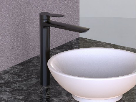 Messing-Keramik-Kartuschen-Badezimmer-Waschtisch-Mischbatterie, Chrom, Schwarz, hoher Auslauf