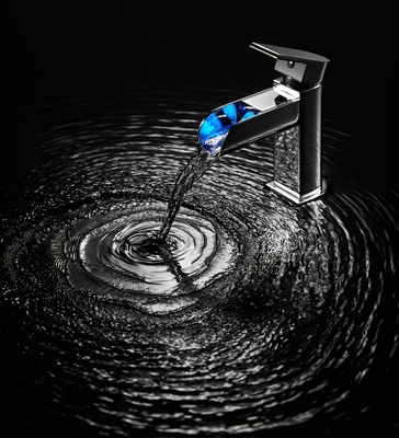 Badwaschbecken Wasserhahn Deck Montage Einfach Hebel Wasserfall Becken Mixer Wasserhahn LED Einfachloch Chrom