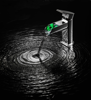 Badwaschbecken Wasserhahn Deck Montage Einfach Hebel Wasserfall Becken Mixer Wasserhahn LED Einfachloch Chrom